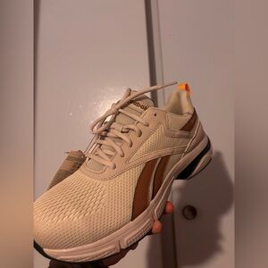 Reebok Women’s  Cream and Brown Sneakers With Steel toe